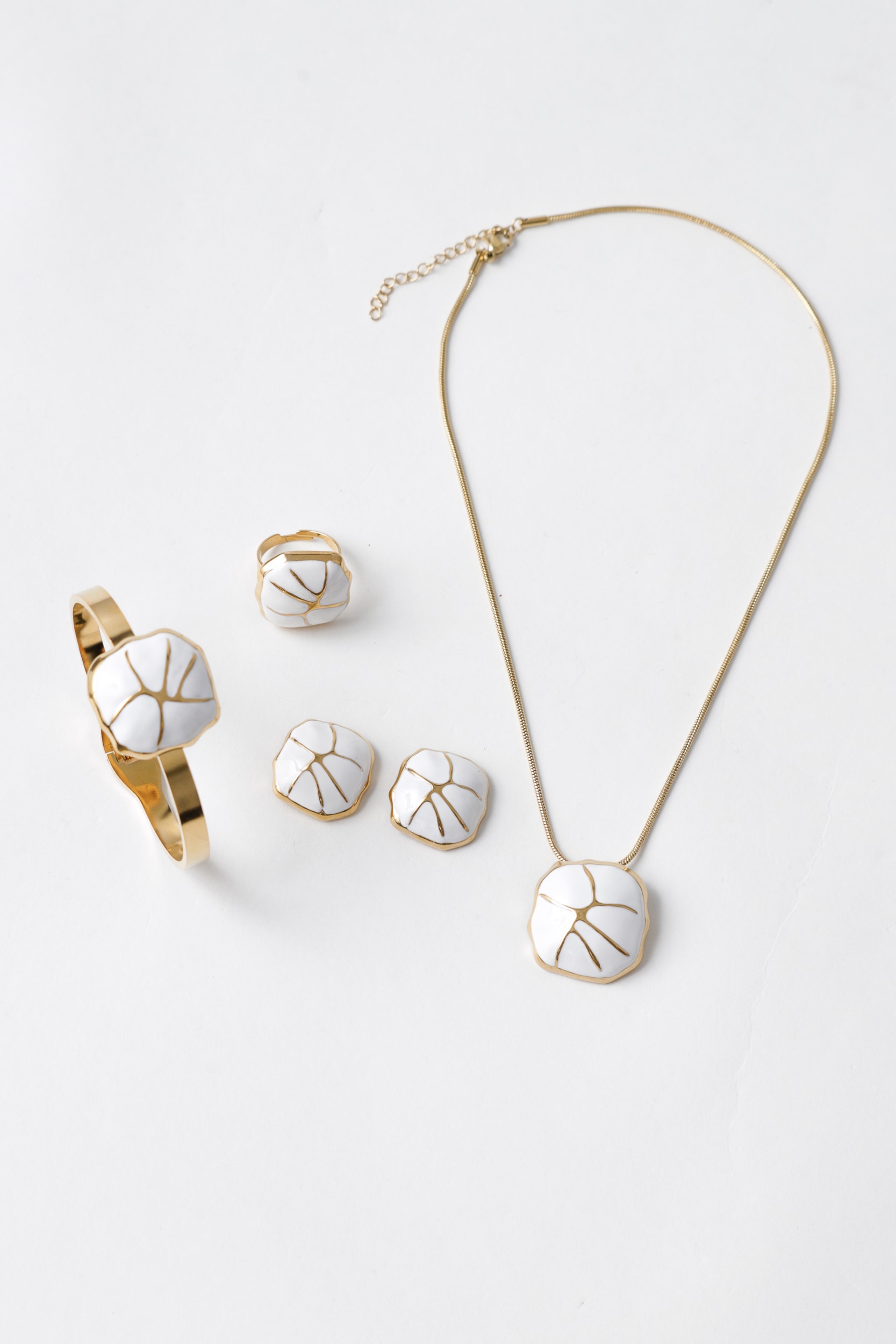 Conjunto 4 Peças Quadrado Marmorizado Branco