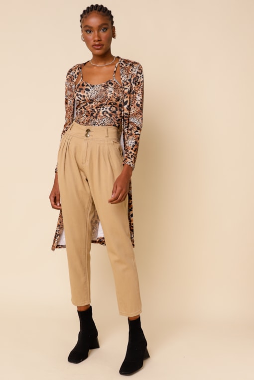 Conjunto Animal Print Brilho Marrom