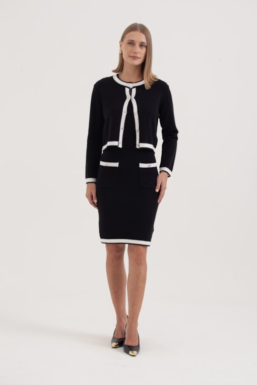 Conjunto Tricot Vestido E Casaqueto Preto