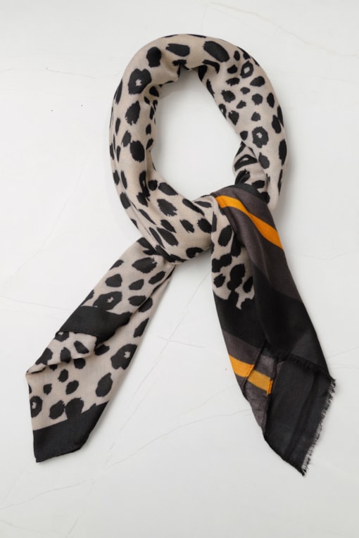 Echarpe Animal Print Color (86x178 cm) Preto