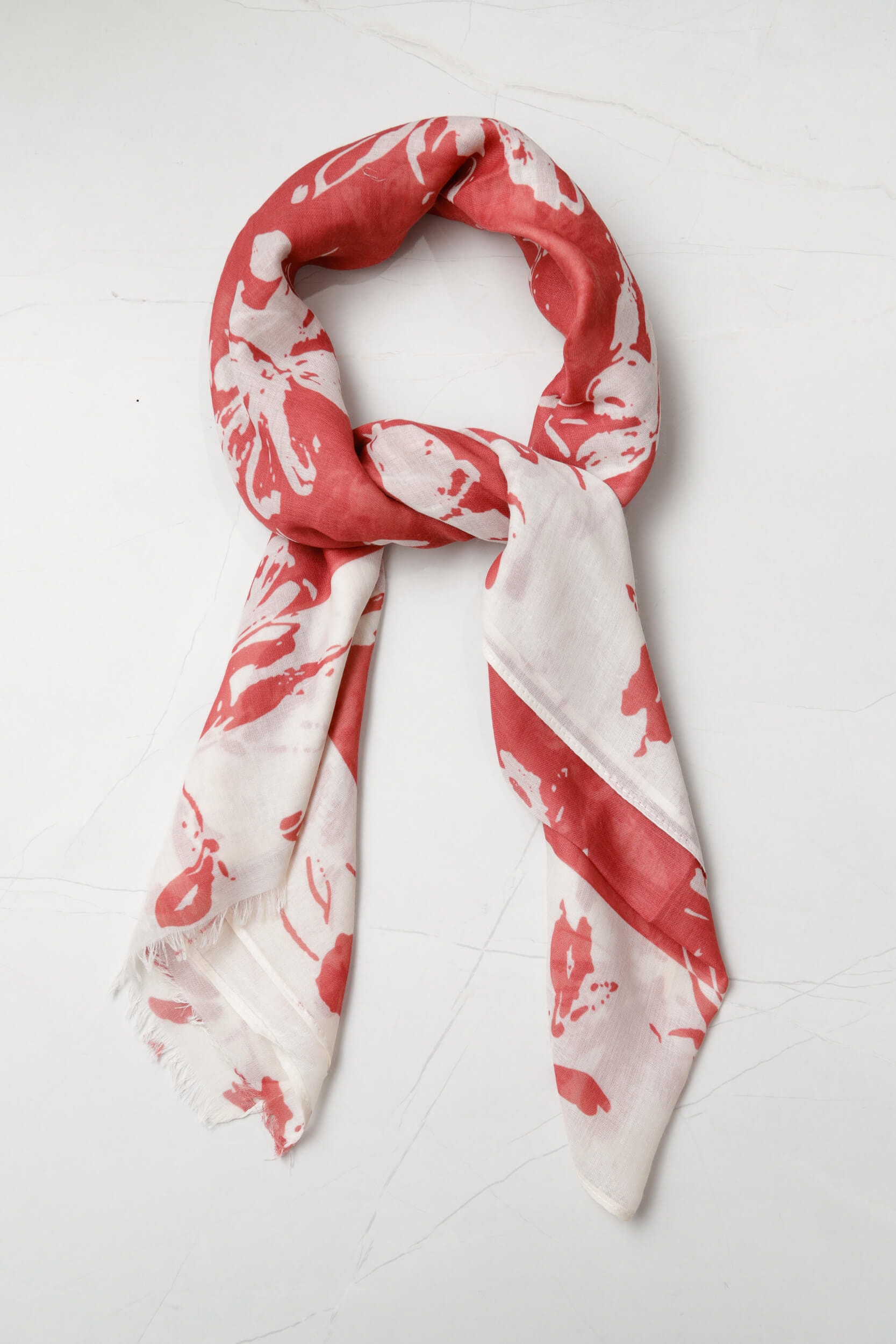 Echarpe Flores (87x180 cm) Vermelho