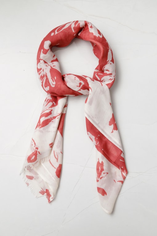 Echarpe Flores (87x180 cm) Vermelho