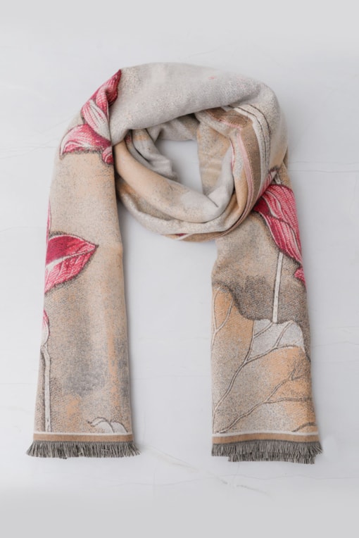 Echarpe Flores Maxi Rosa