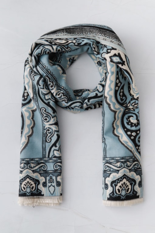 Echarpe Paisley Barrado Cinza