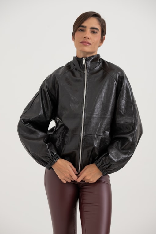 Jaqueta Bomber Croco Café
