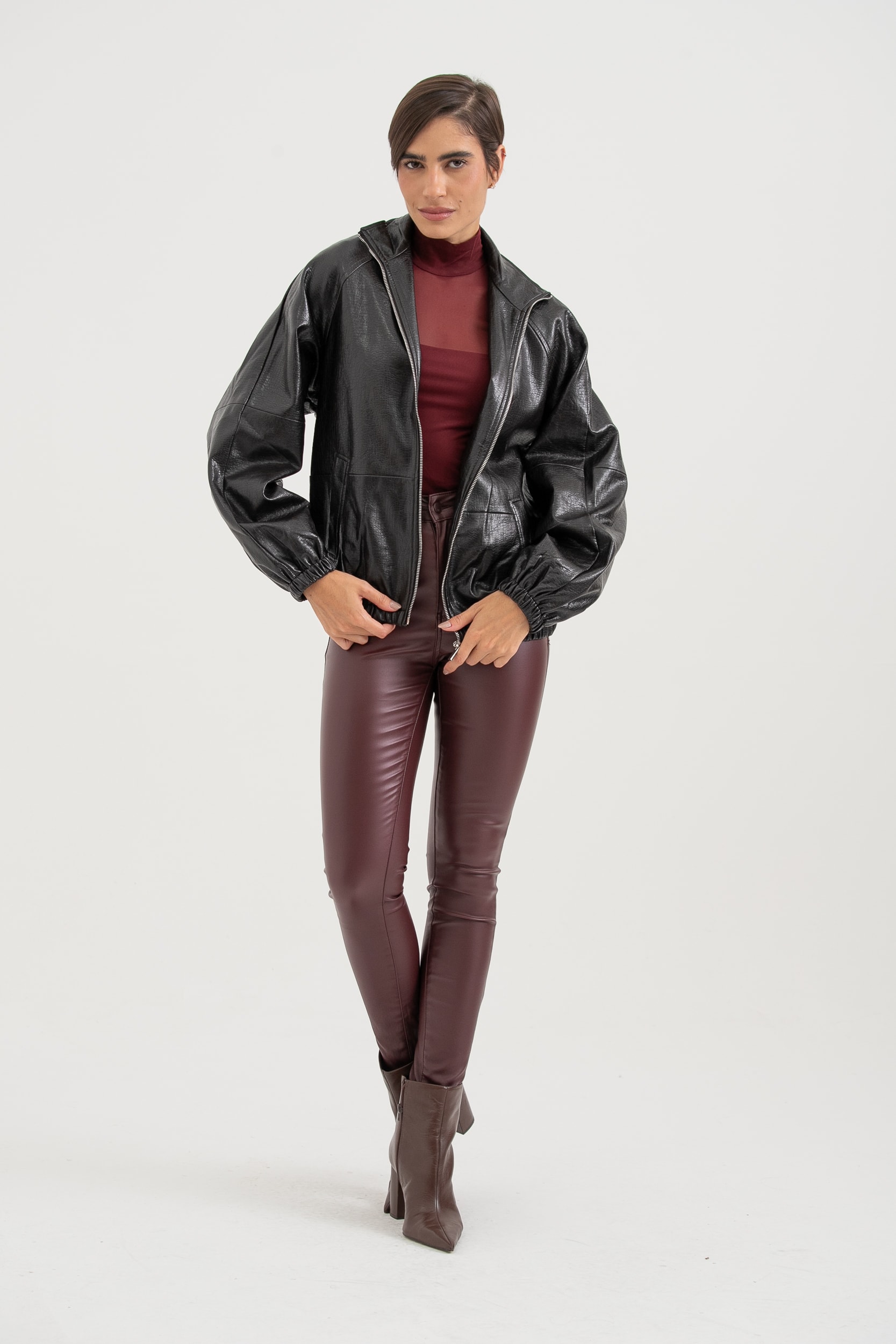 Jaqueta Bomber Croco Café
