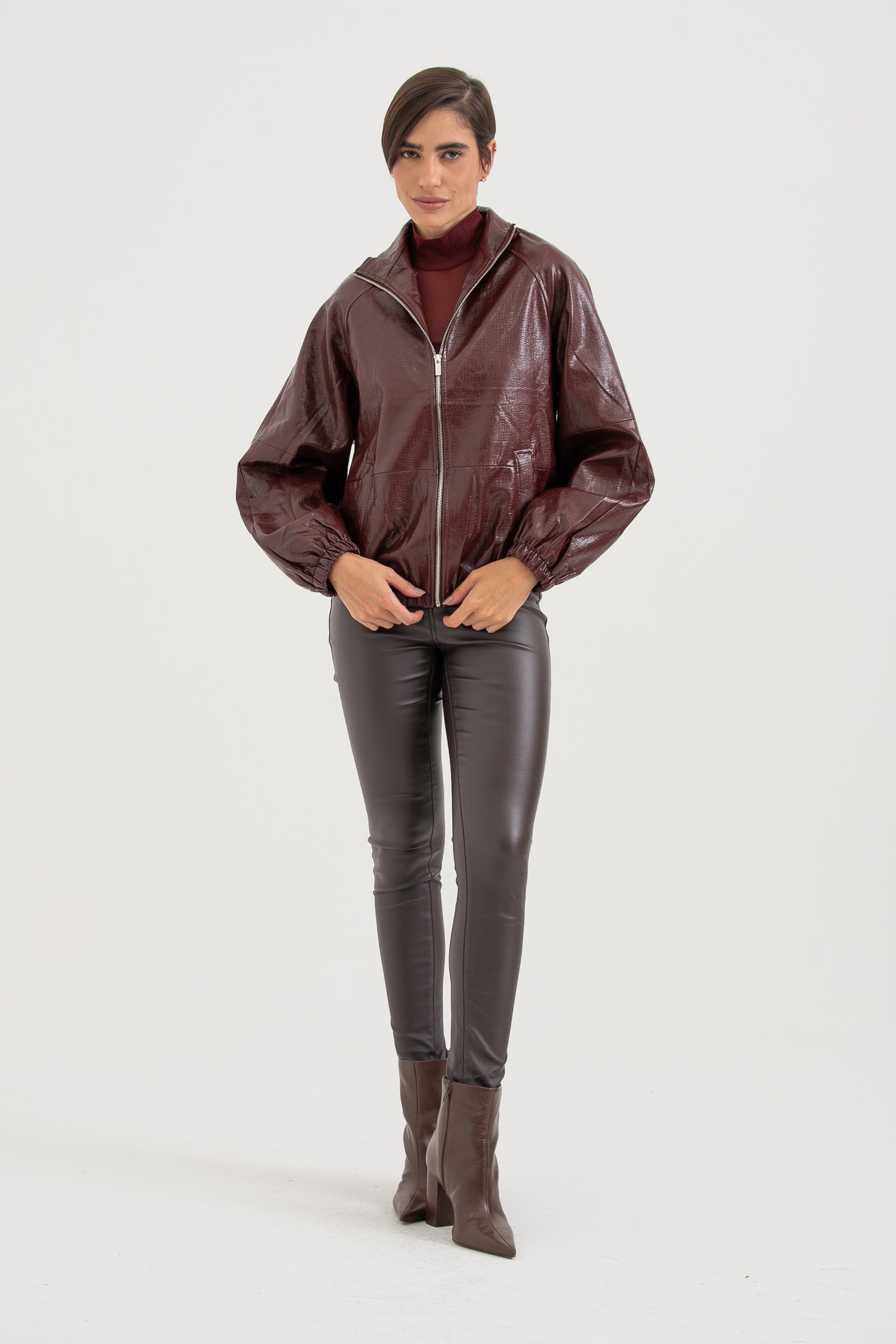 Jaqueta Bomber Croco Vinho