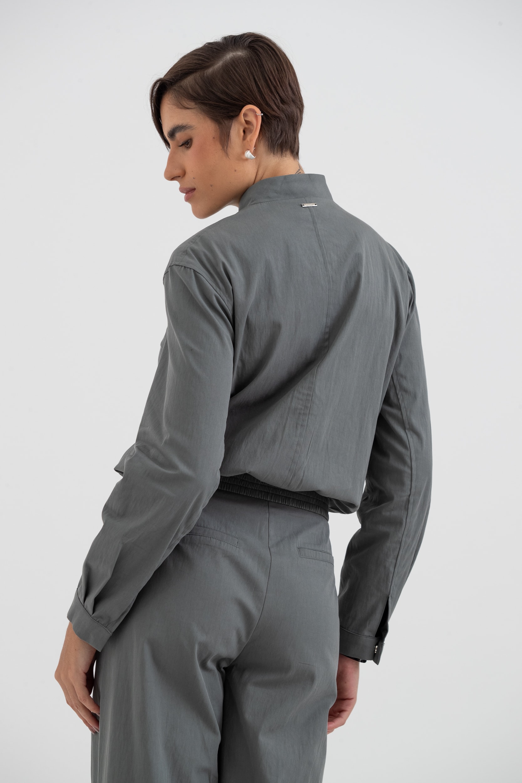 Jaqueta Bomber Sarjada Cinza