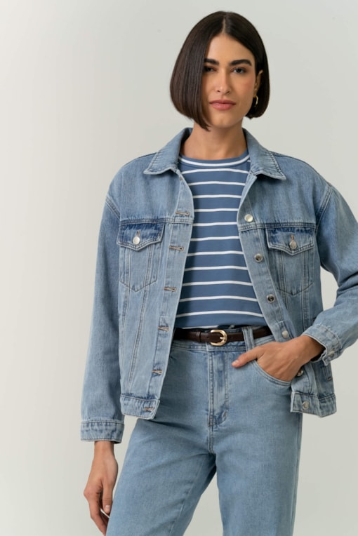 Jaqueta Jeans Oversized Noir  Azul claro