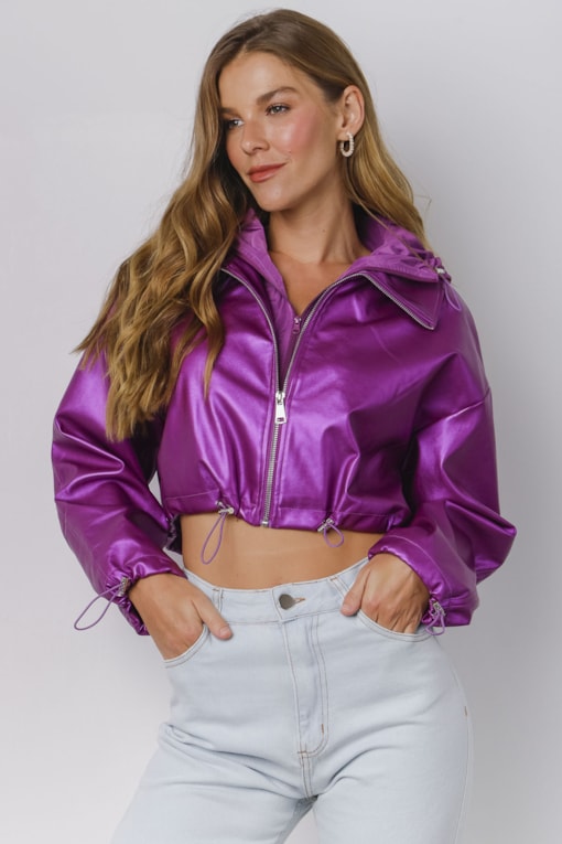 Jaqueta PU Corta Vento  Roxo 