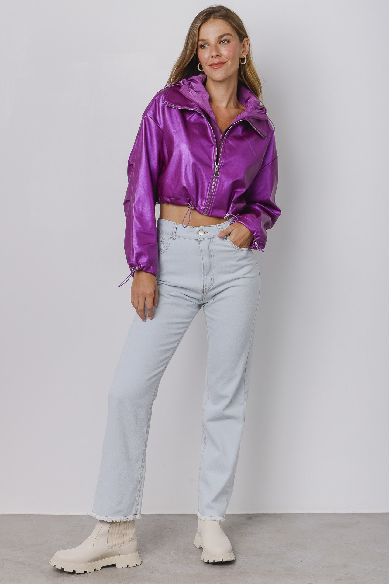 Jaqueta PU Corta Vento  Roxo 