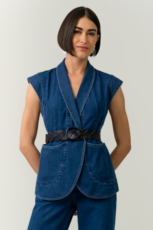 Kimono Jeans Trança Jeans