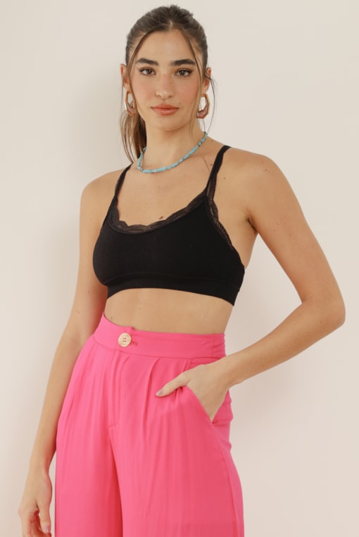 Kit Top Alcinha Renda Preto