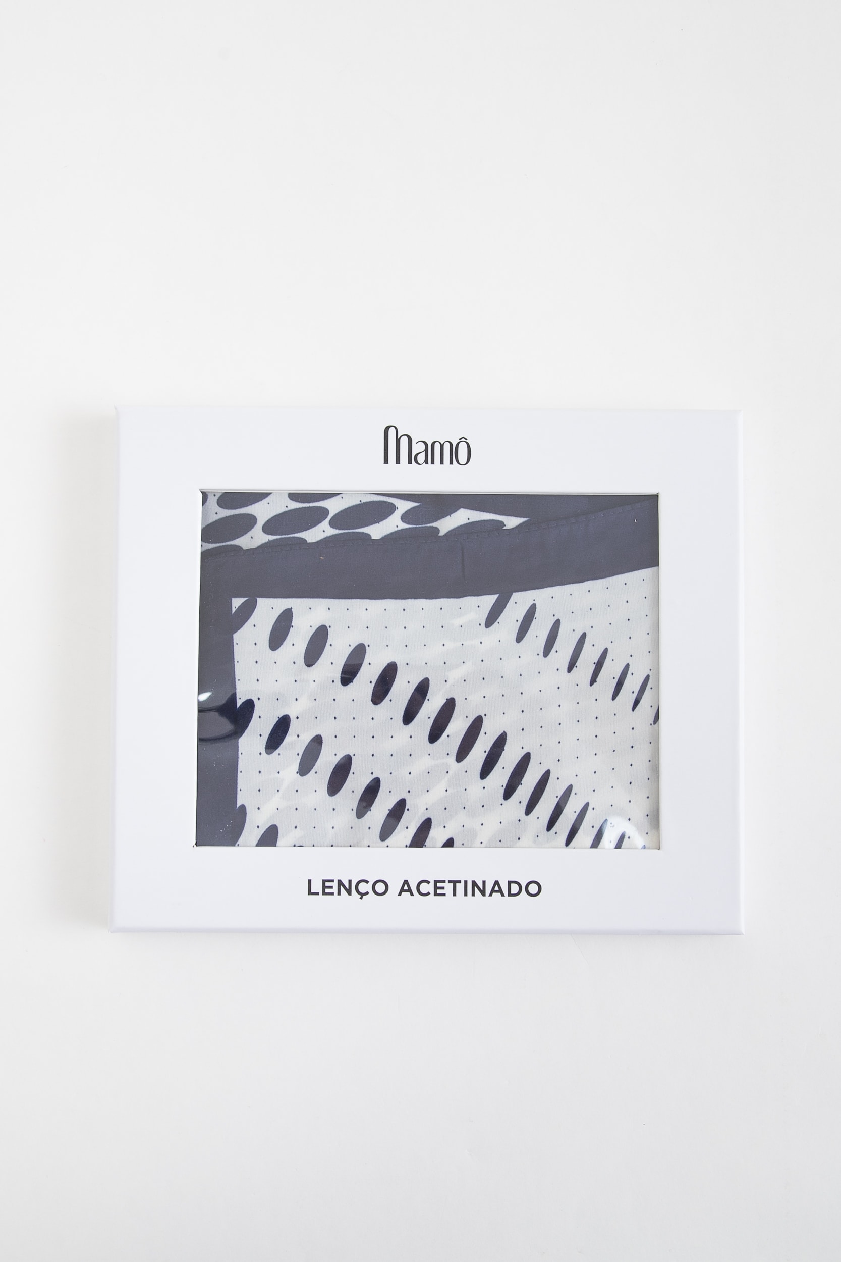 Lenço De Cetim Bolinhas Estilizadas Branco