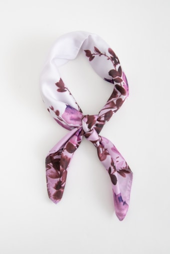 Lenço De Cetim Floral Aquarela Rosa
