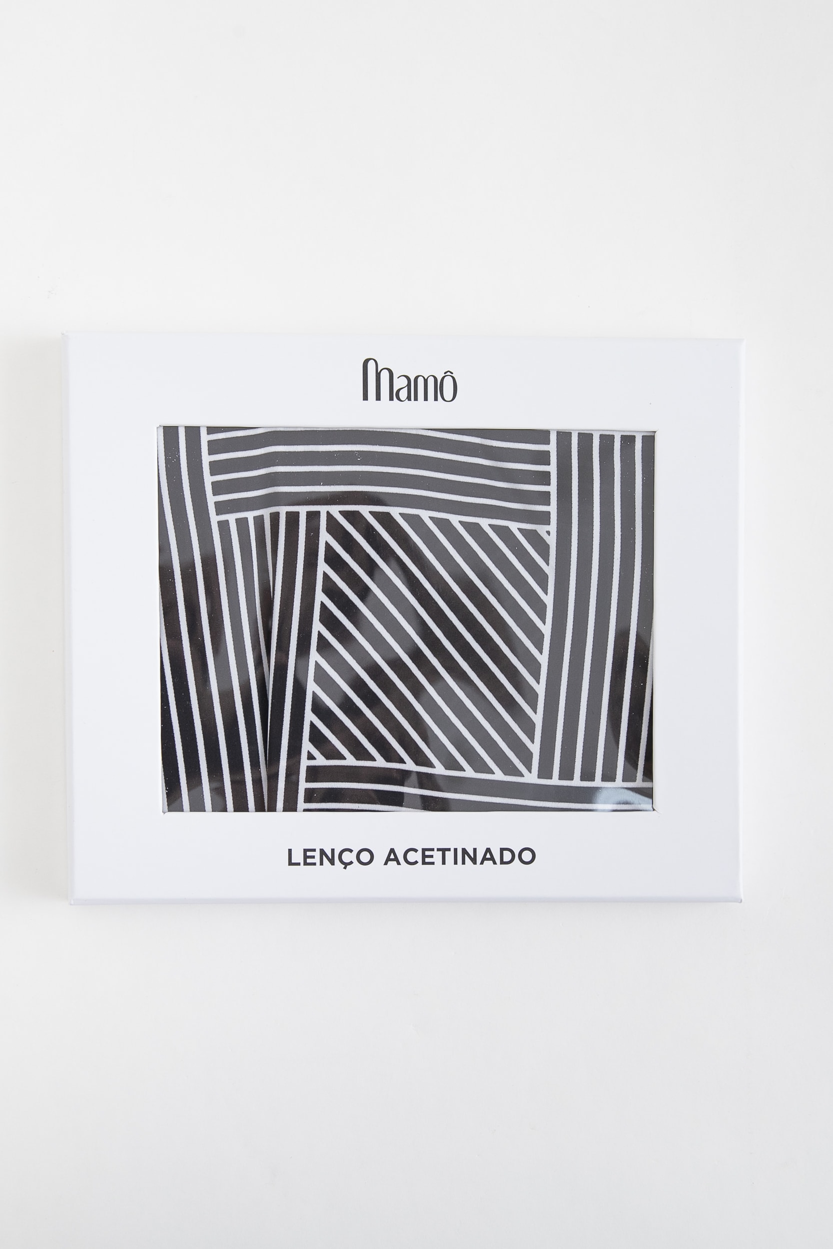 Lenço De Cetim Listras Diagonais Preto