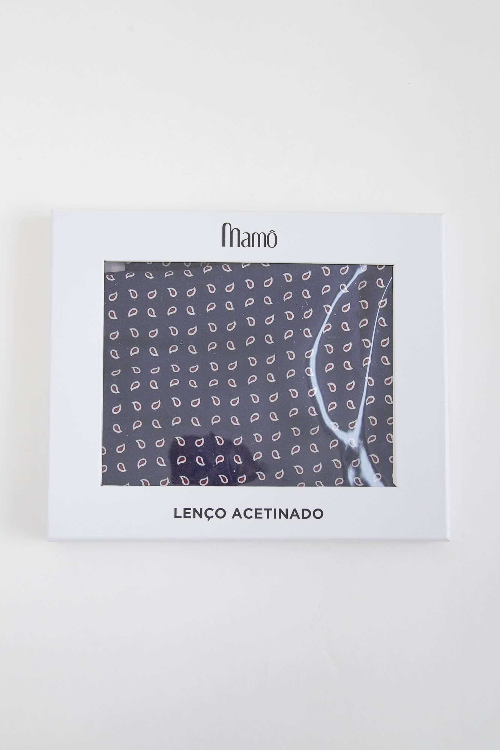 Lenço De Cetim Mini Paisley Marinho 