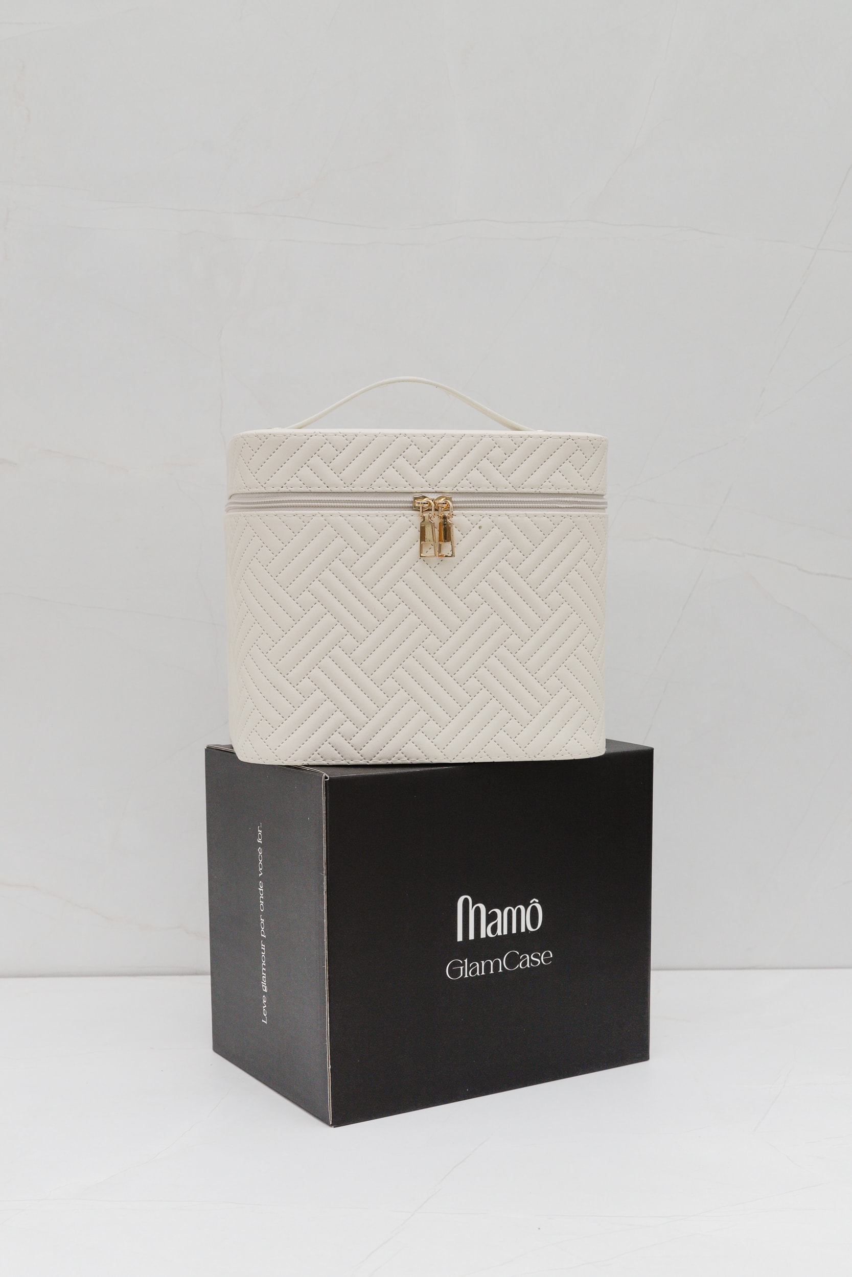 Necessaire Organizadora Com Divisória E Espelho Off-white