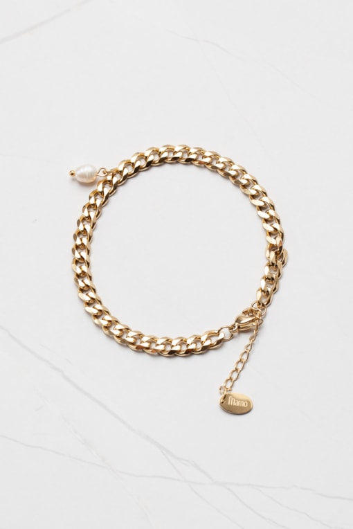 Pulseira Corrente Pérola Dourado