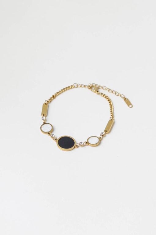 Pulseira Delicada Com Bolas Esmaltadas Dourado