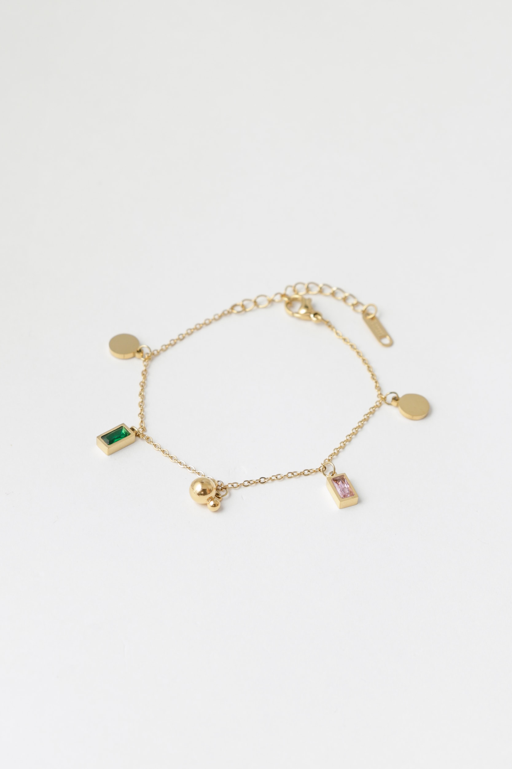 Pulseira Delicada Pingentes Brilhos Dourado