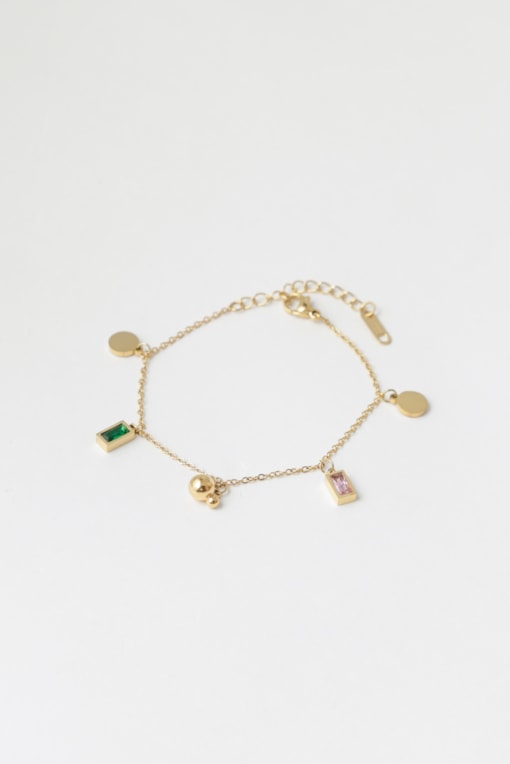 Pulseira Delicada Pingentes Brilhos Dourado