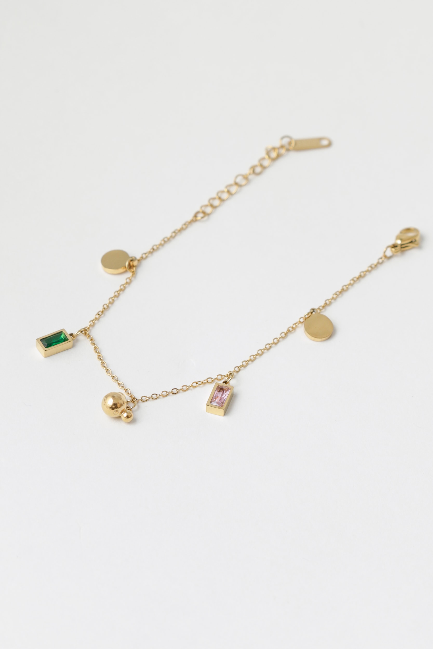 Pulseira Delicada Pingentes Brilhos Dourado