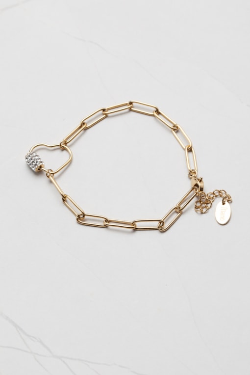 Pulseira Elos Pingente Coração Dourado