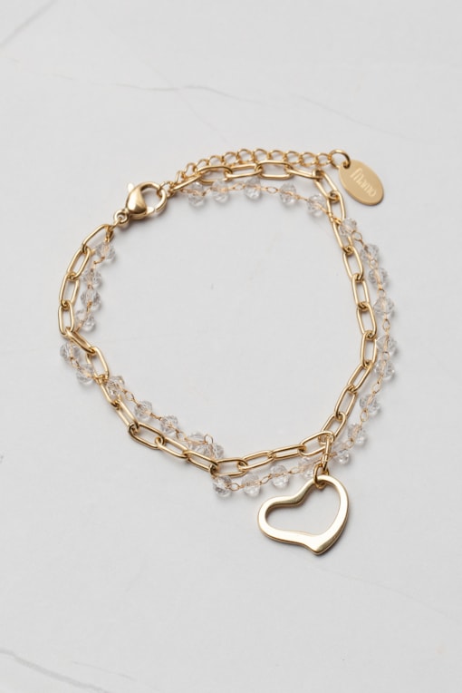 Pulseira Pingente Coração  Dourado