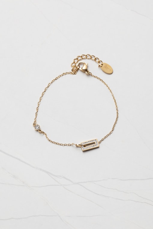 Pulseira Pingente Quadrado Dourado