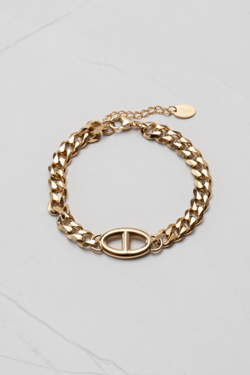 Pulseira Pingente Redondo Dourado
