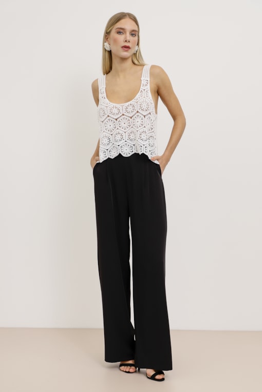 Regata Crochet Trama Vazada Off-white