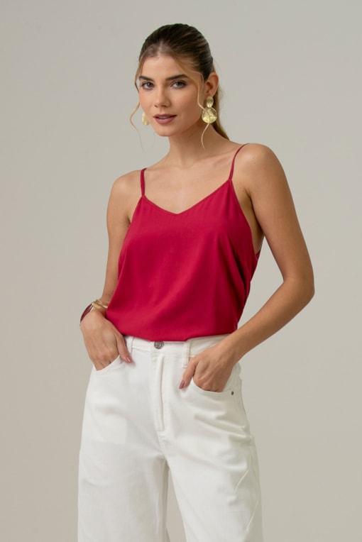 Regata De Alcinha Em Viscose Cereja