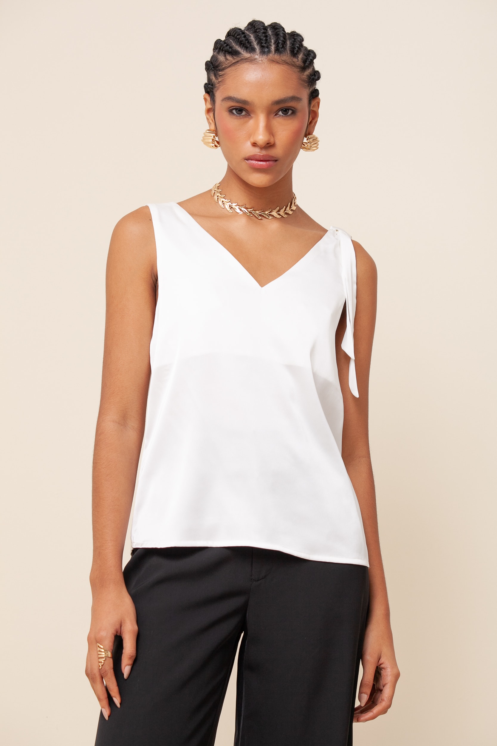 Regata Decote Degagê Corrente Costas Off-white