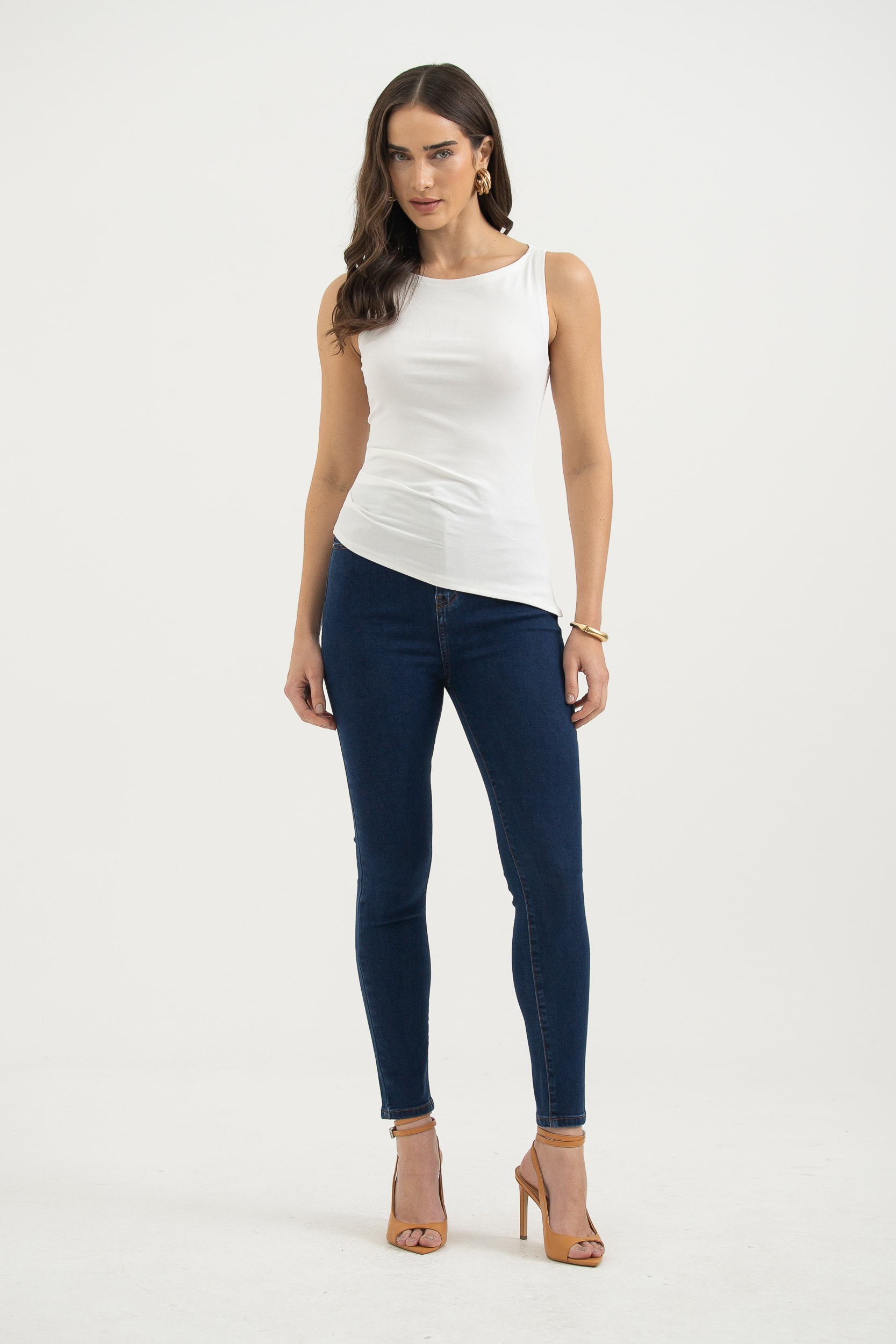 Regata Malha Com Pregas Off-white