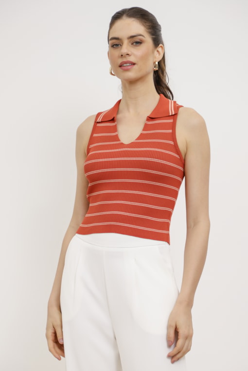 Regata Polo Tricot Listra  Terracota