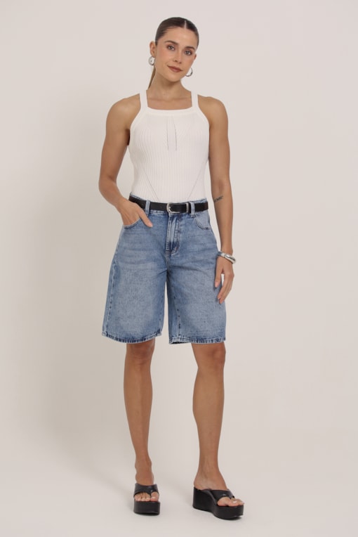 Regata Tricot Decote Reto Off-white