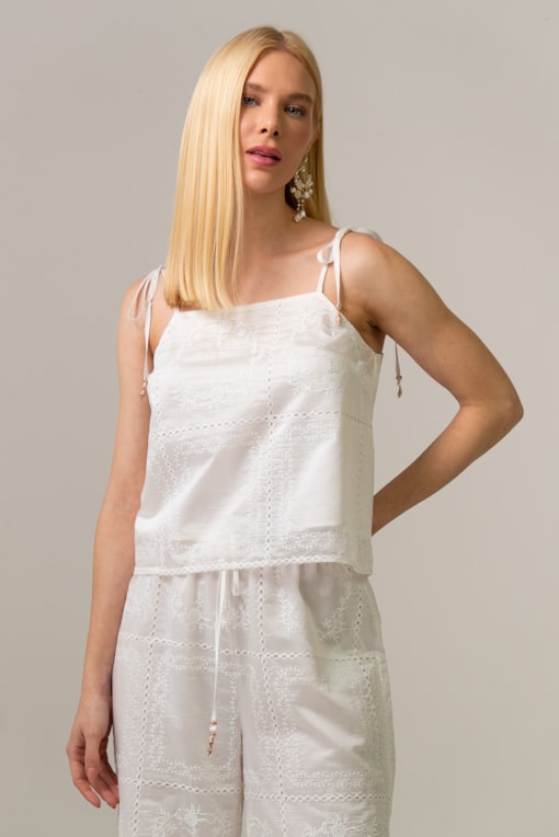 Regata Voil Bordada Off-white