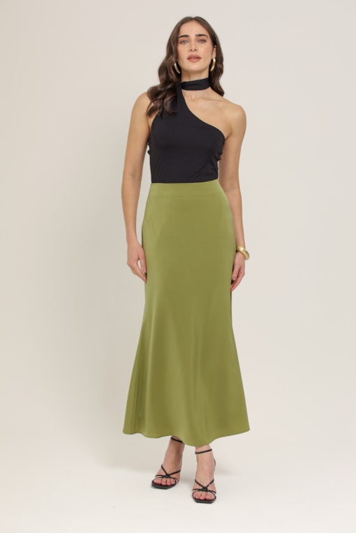 Saia Coluna Acetinada Verde 