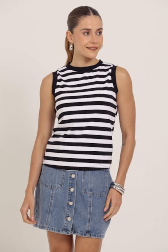 Saia Jeans Básica Botões Jeans