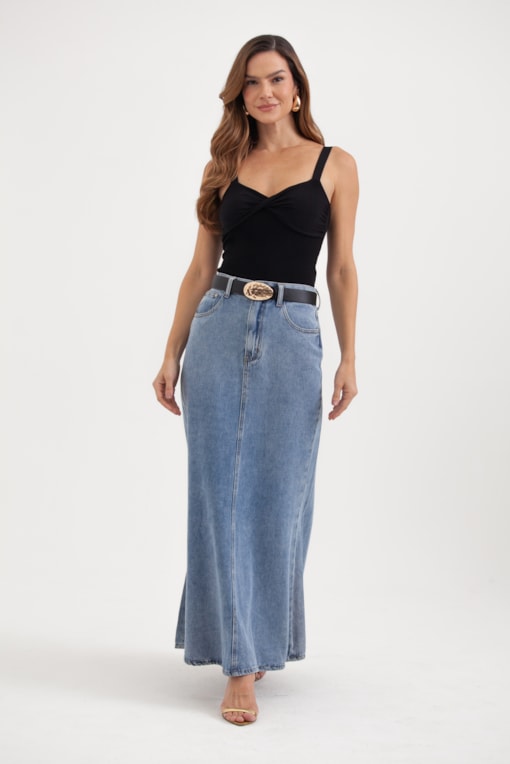 Saia Jeans Longa Sereia Jeans
