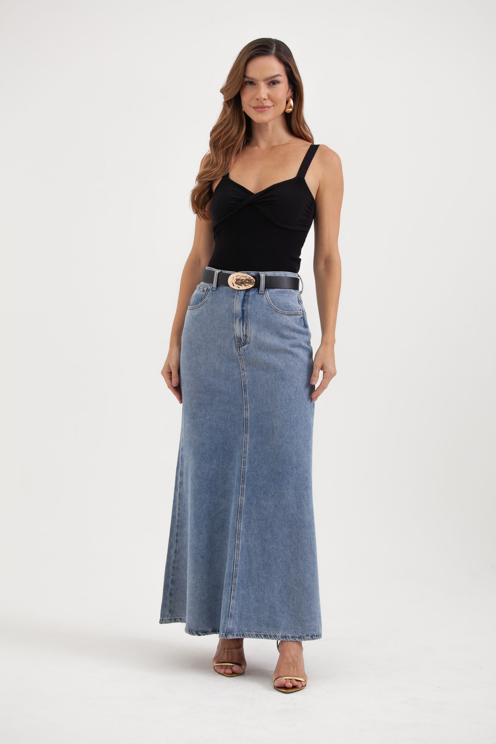 Saia Jeans Longa Sereia Jeans