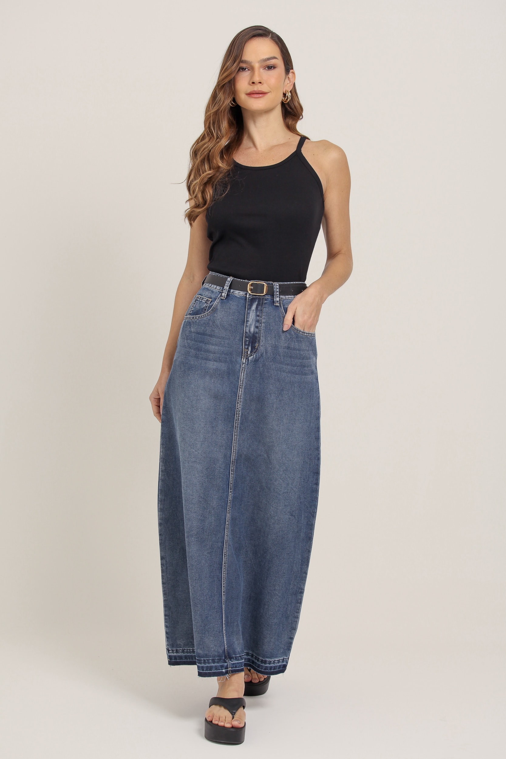 Saia Longuete Jeans  Jeans