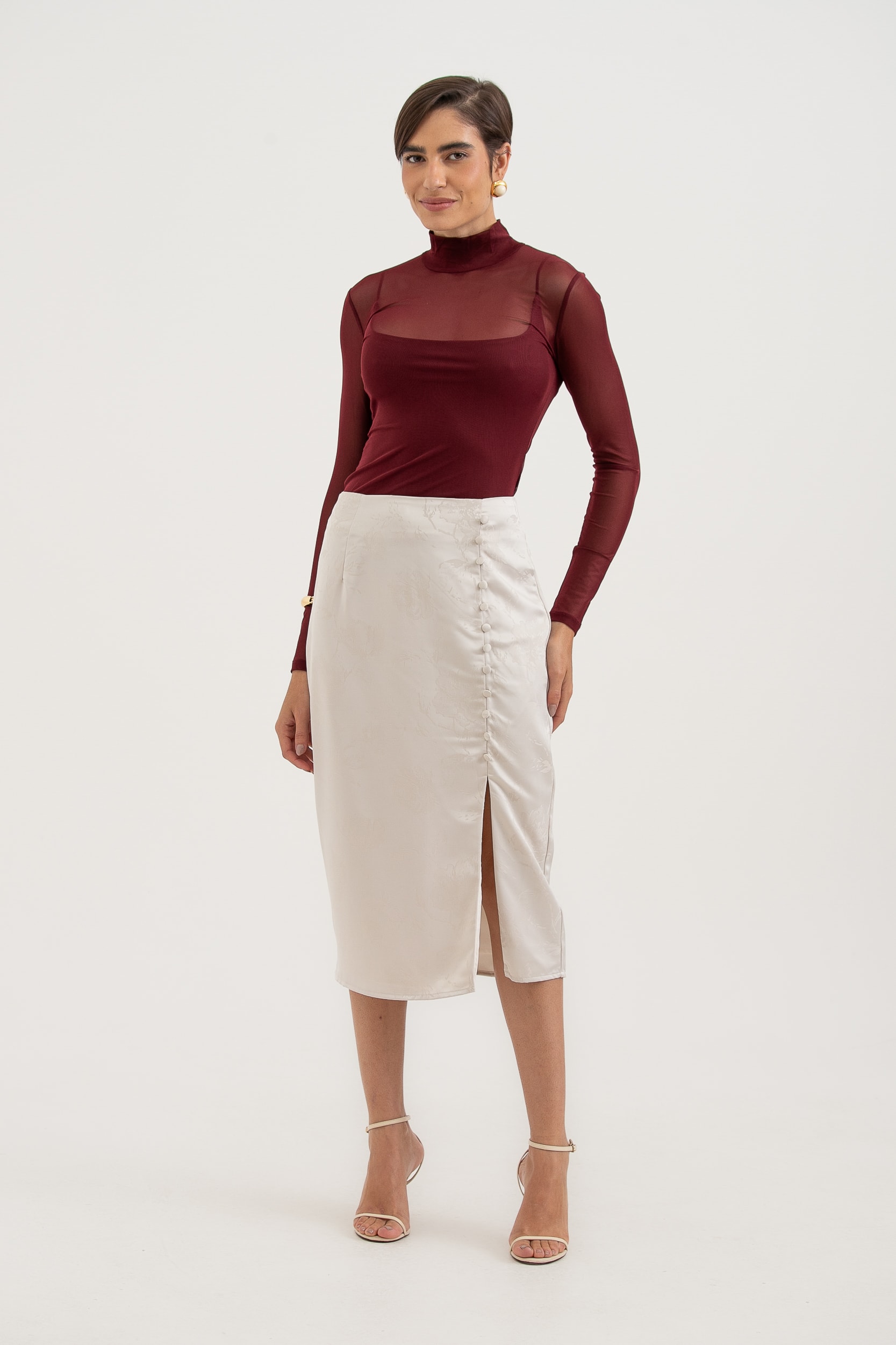 Saia Midi Slip  Bege