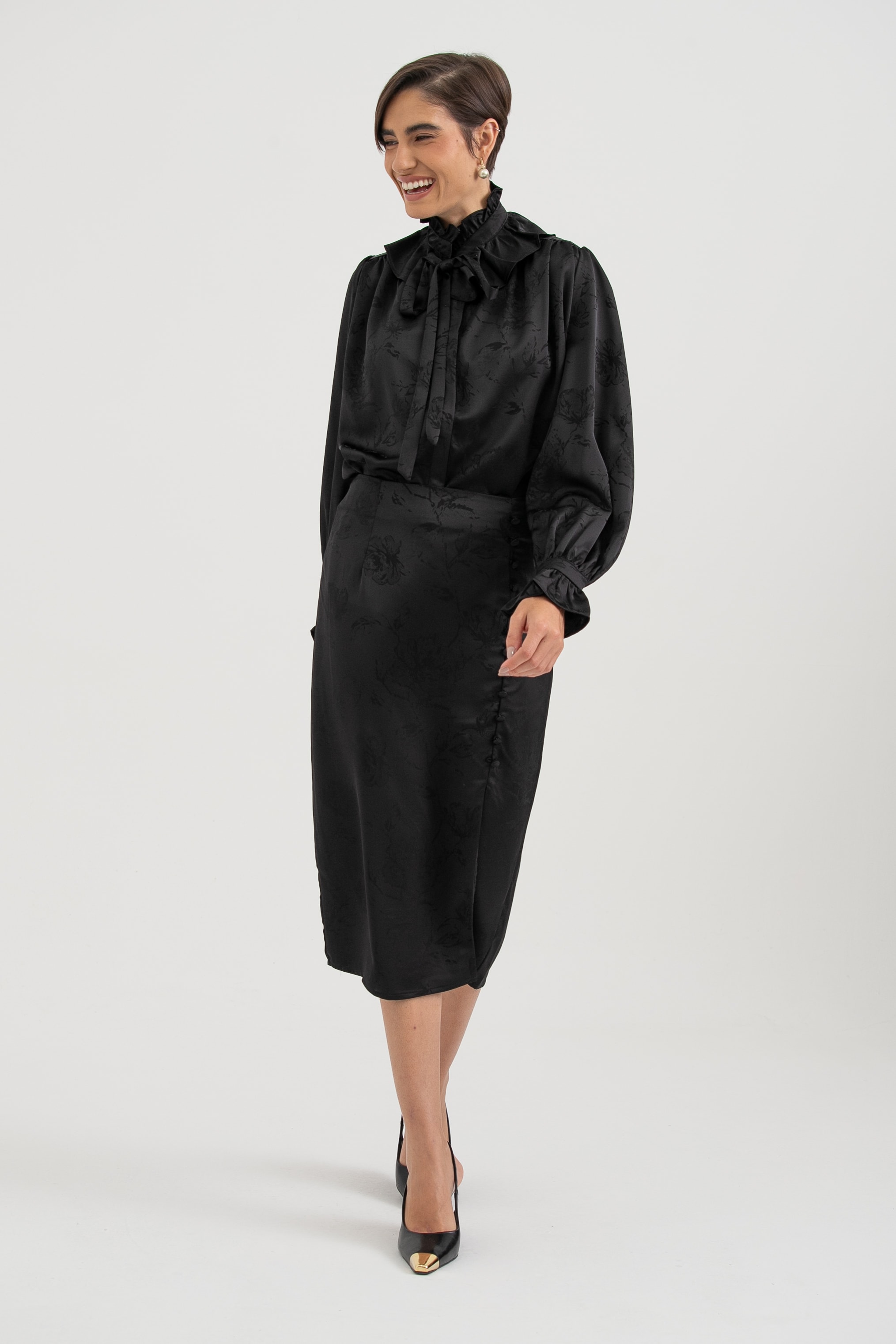 Saia Midi Slip  Preto