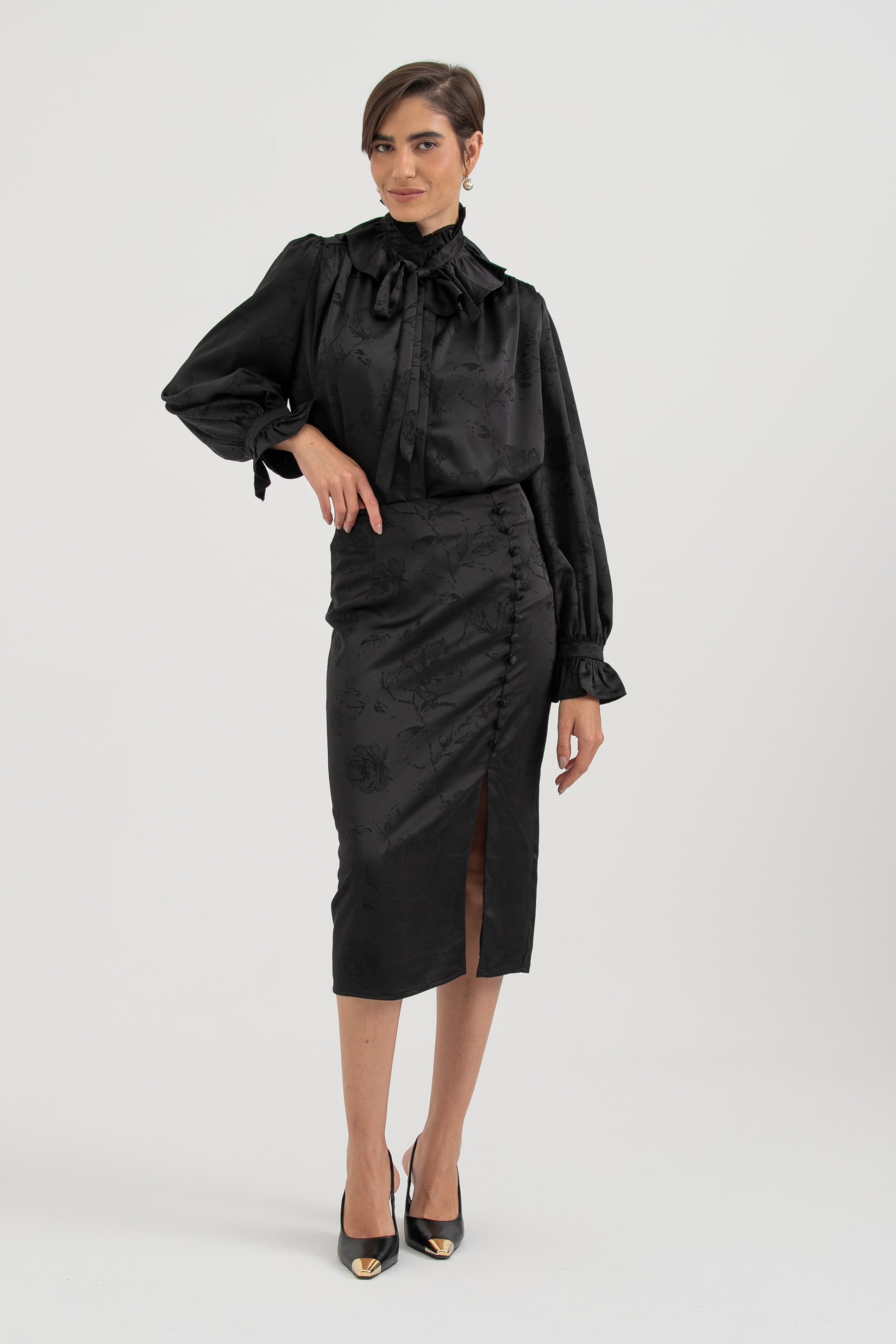 Saia Midi Slip  Preto