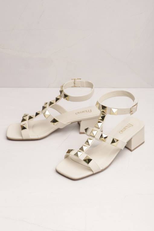 Sandália Salto Médio Spikes Off-white