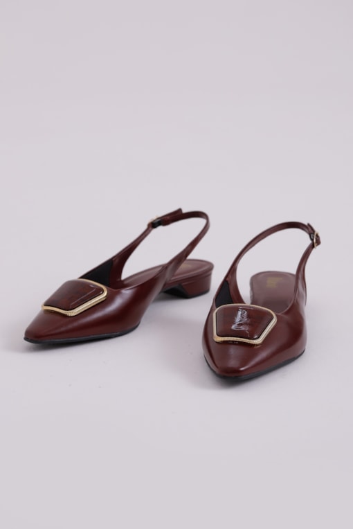 Sapatilha Slingback Bico Fino Pedra Vinho