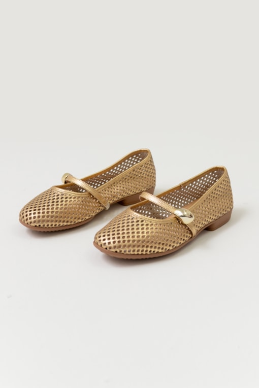 Sapatilha Telada Com Fecho Orgânico Dourado