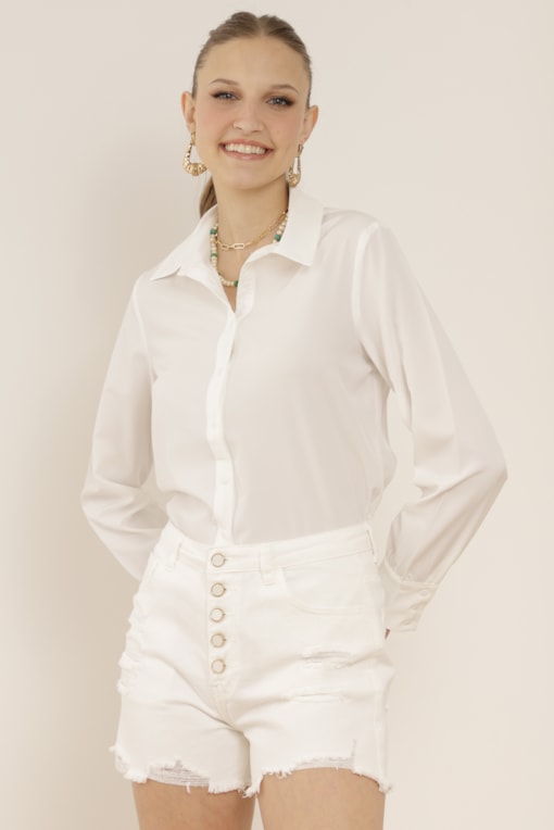 Short Sarja Color Botões  Off-white